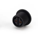 Black DC Waterproof Power Connector M25 Panel Mount Nylon PA66