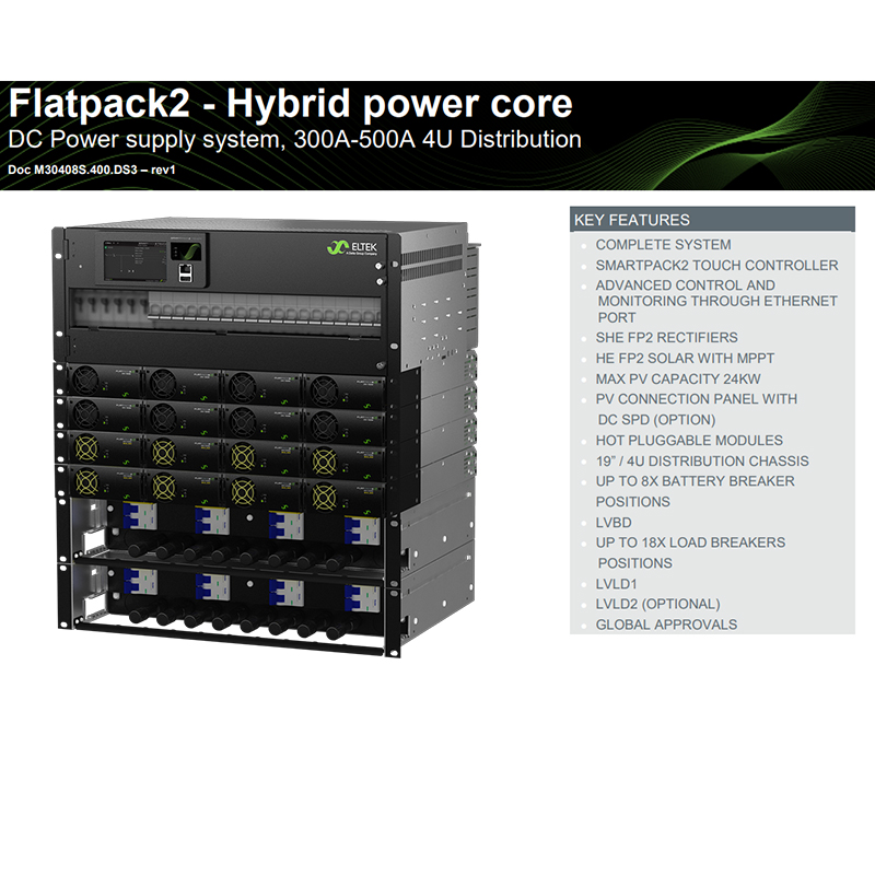300A-500A 4U Distribution Eltek Flatpack2 Hybrid Power Core Eltek DC Power Supply System CTO30408S.4xxx CTO308xxS.4xxx