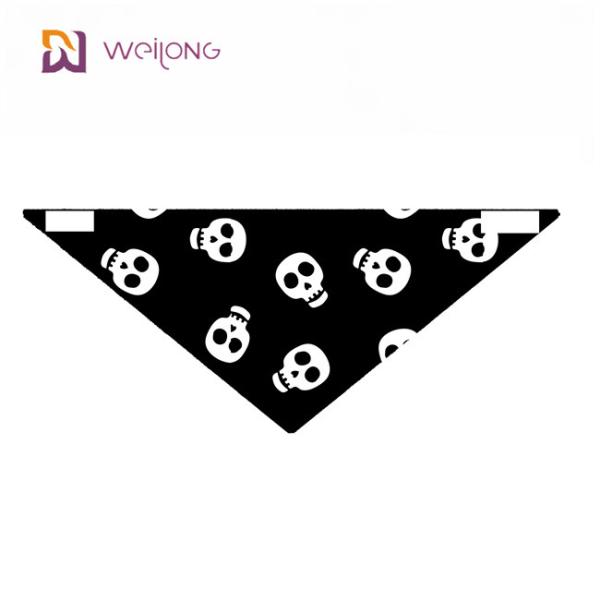BSCI Halloween Dog Bandanas Fashionable Soft Triangle Bibs Scarf with Skull