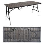 Metal Outdoor Foldable Portable Wood Grain HDPE Plastic Folding Beer Picnic