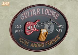 China Personalized Antique Wall Art Sign Pub Sign Wall Decor Oval Shape Guitar Lounge factory