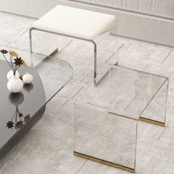 Minimalist Acrylic Transparent Stool for Home Bathroom Living Room and Makeup Use