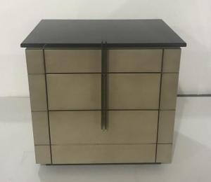 China Stone top 3-drawer brushed grey finsh wooden night stand for hotel bedroom furniture,bed side table factory