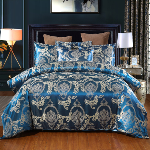 European Style Embroidery Satin Bedding Set 3 Piece Duvet Cover Bed Sheet Pillow Case