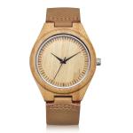 New Style Diy Canvas Wooden Quartz Watch With Genuine Leather Strap