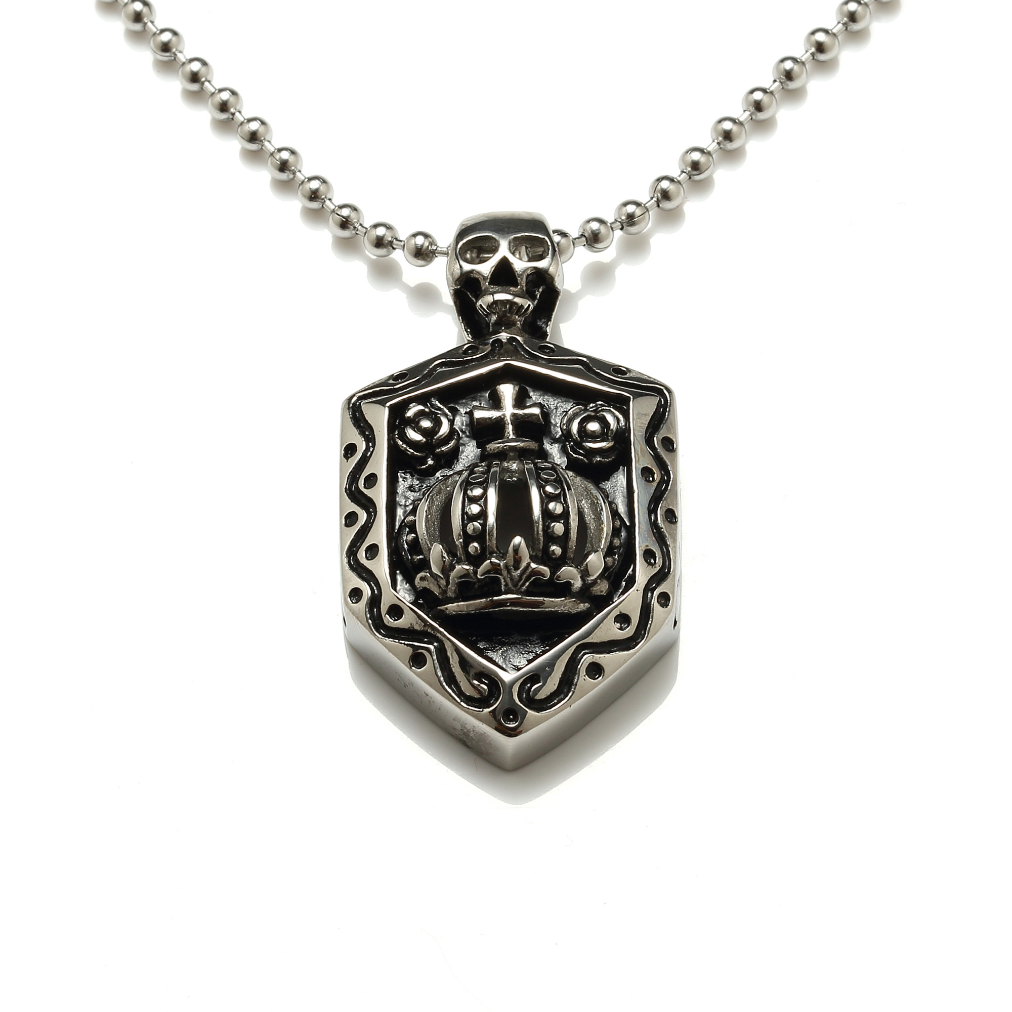 Wholesale 316l stainless steel knigts templar shield necklaces for men