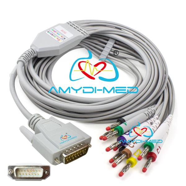 Compatible Edan Smart Se 3 10 Lead Ekg Cable With Leadwires 15Pins With Iec