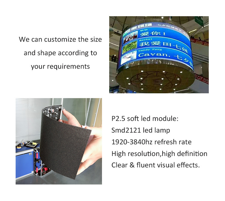 3840hz Refresh Rate Flexible Curved P2.5 LED Panel Displays