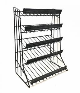 China Supermarket potato chips black mini small metal display rack 3/4/5 layers metal wire dispaly racks factory