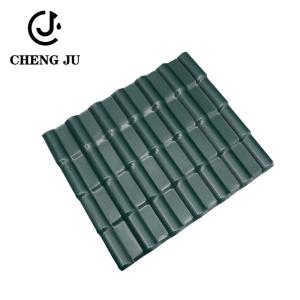 China Deep Green Glazed 10 Ft Corrugated Roofing Bamboo Joint Resinvilla Tile factory