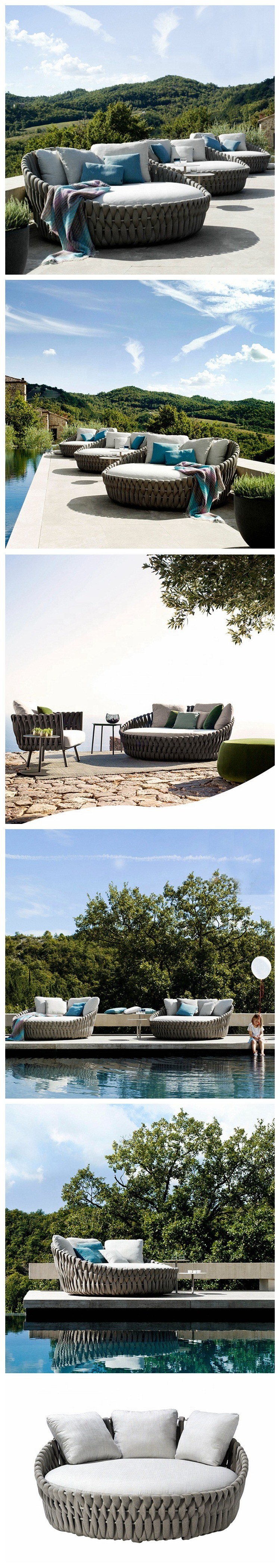 Bedroom Garden Line Daybed Lounger Bed Outdoor Furniture Rattan Bed
