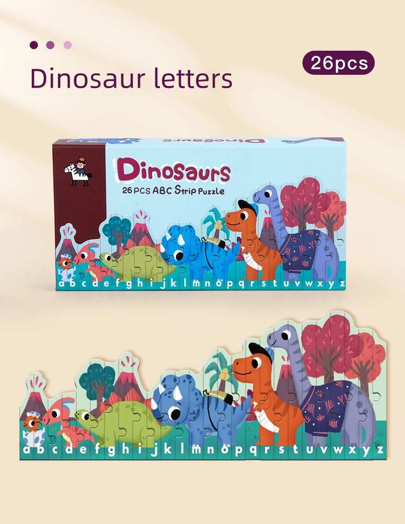 Enlightenment 26 Letters Striped Puzzles Children's Educational Toys Early Cognitive Double-sided Cartoon Animal Jigsaw