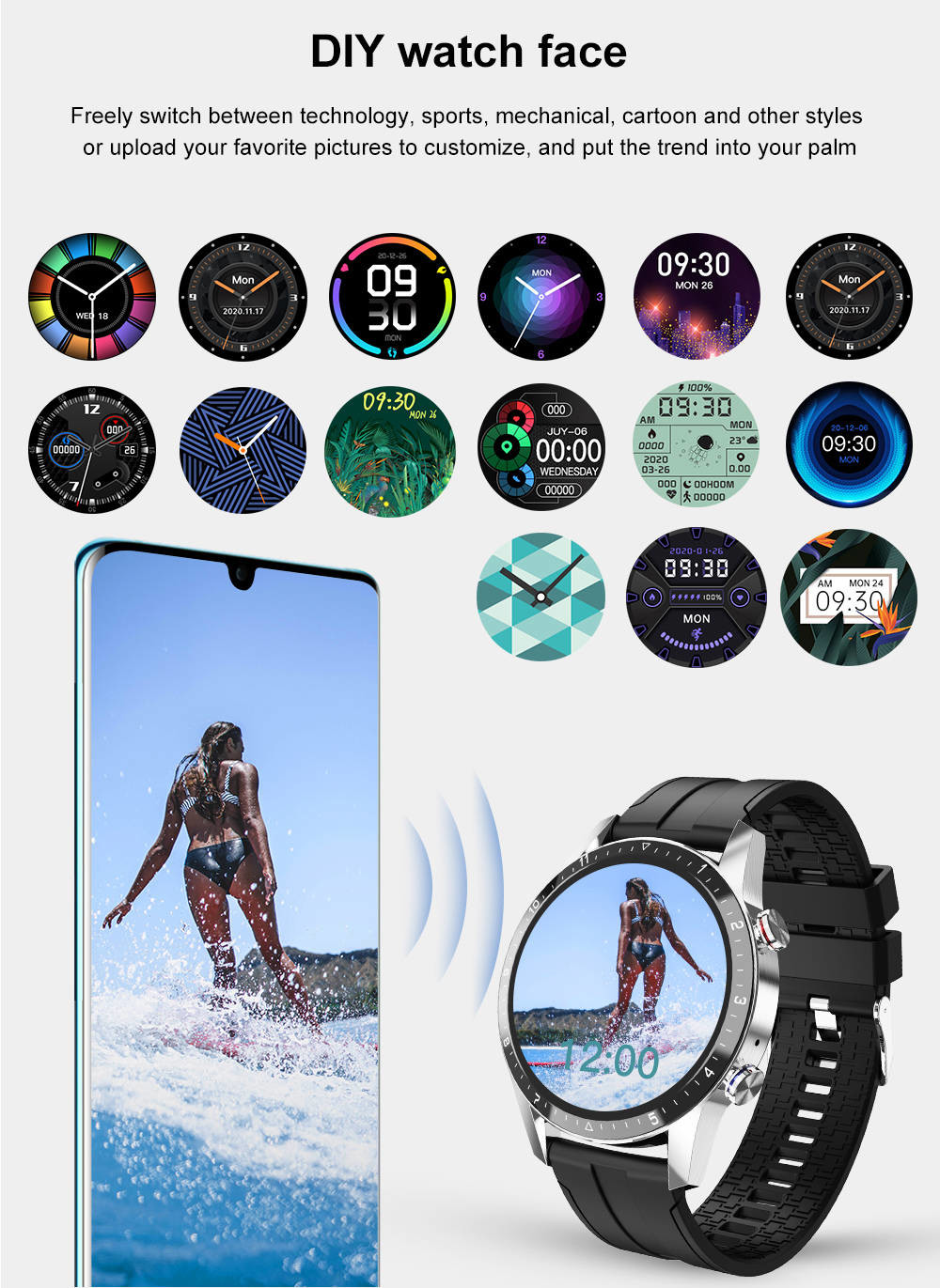Large Memory Bluetooth IOT Devices Smart Watch Built In MP3 Iphone Compatible