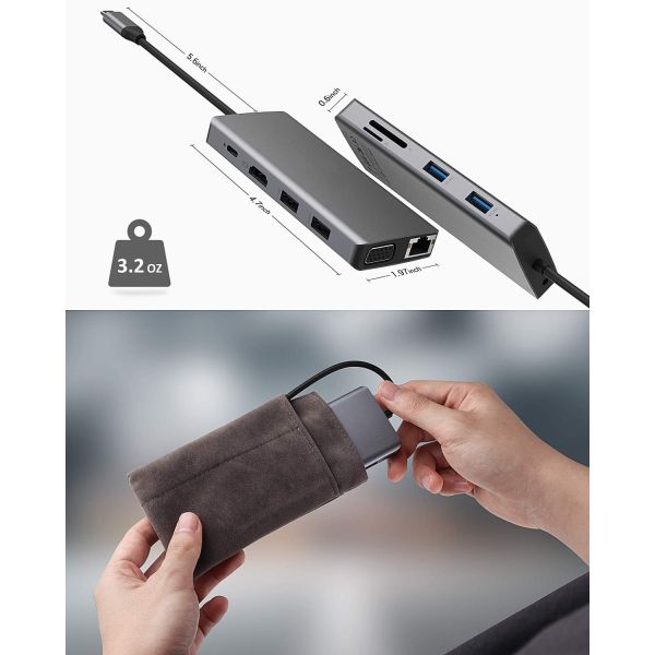 Usb C Rj45 Adapter 12 In 1 Usb C Hub Type-C To PD HDMI USB3.0 USB2.0 USB-C SD TF