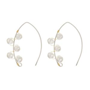 China Personalized White Pearl Stud Gold Plated Ear Clip Pearl Earrings Jewelry Custom factory