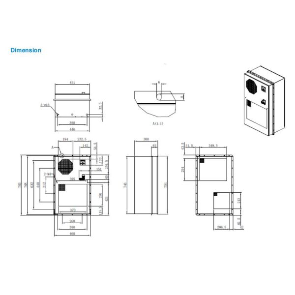 3000W AC Air Conditioner Outdoor Cabinet Air Conditioner For Telecom Enclosure