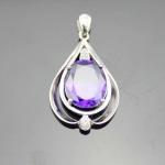 Women Jewelry 10mm x12mm Oval Blue Topaz Cubic Zirconia Pendant Necklace (P38)