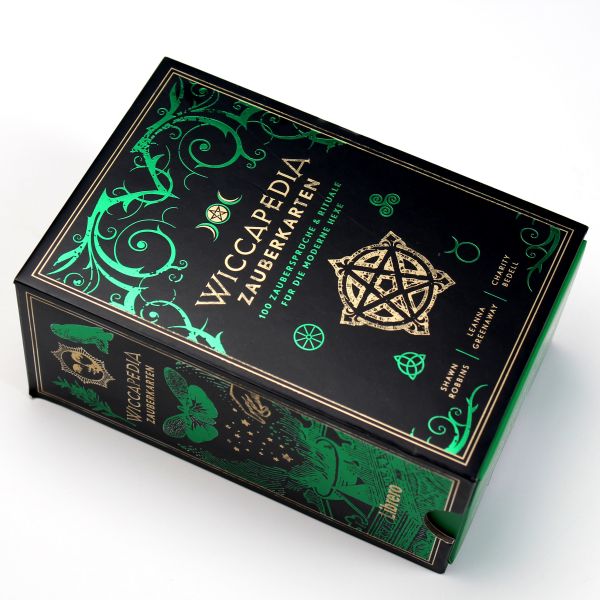 Rigid Sliding Box Paper Packaging With Tray And Green Foil Stamping For Magic Cards