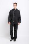 240 GSM Polyester 65% Cotton 35% Long Sleeve Feed Off Arm Black Chef Coat