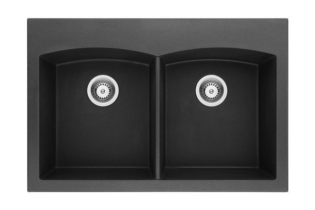 33 Inch Black Double Bowl Top mount/Under mount Granite Composite Sink