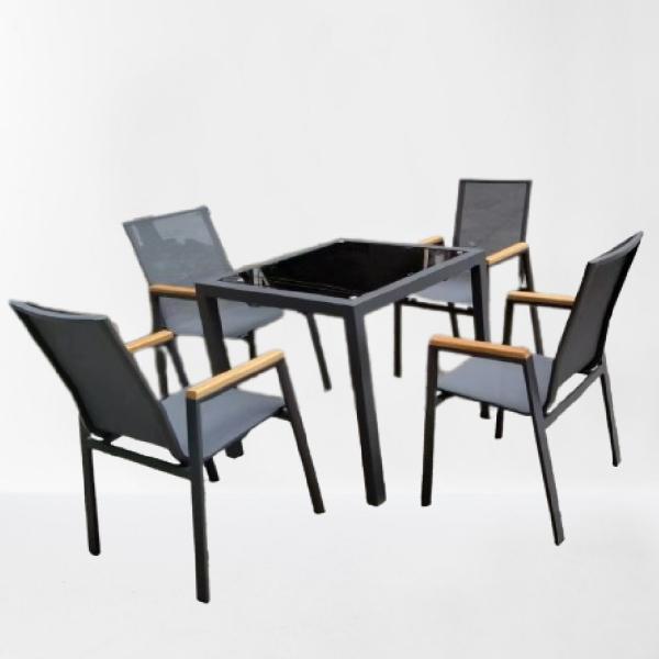 Aluminum square outdoor table and chair set UV resist beach table garden hotel