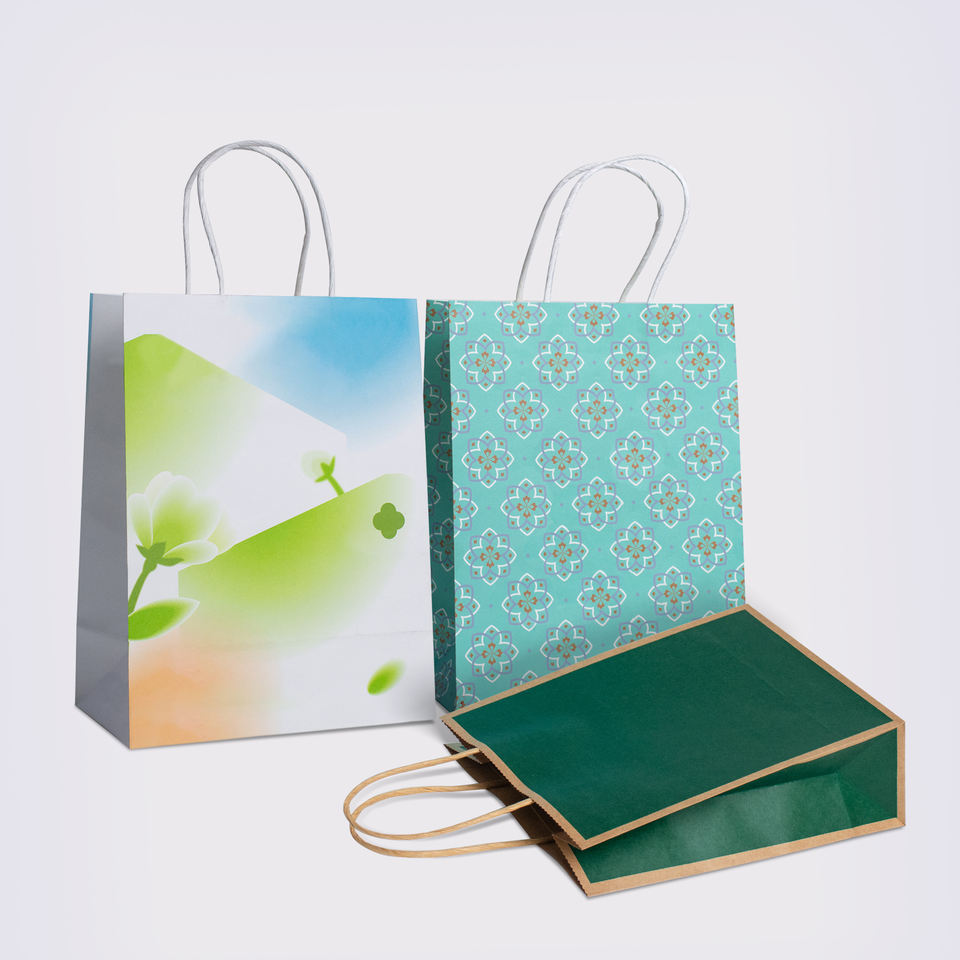 Food Industrial Customized Promotion Offset Printing Paper Kraft Bag with Handles