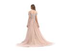 Short Sleeve Off Shoulder Muslim Evening Dress Floral Decor For Wedding Party