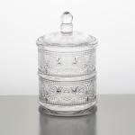 Stackable Clear Glass Storage Jar 10 Inch 3 Tier Glass Candy Dish Machine