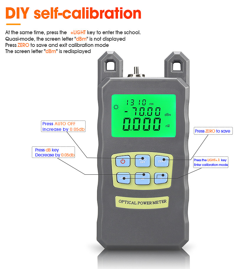980 1300 1310 1490 1550 1625nm Handheld Optical Power Meter SC / FC Connector