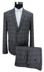 Dark Mens Grey 2 Piece Suit Business , Slim Fit Tailored Suits Zipper Fly