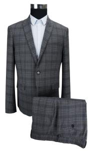 China Dark Mens Grey 2 Piece Suit Business , Slim Fit Tailored Suits Zipper Fly factory