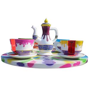 China Movable Teacup Amusement Ride 6 Cups Load 24 Seats Diameter 6m factory