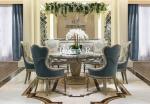 New italian Luxury Dinner Room Marble Top Wooden Carved Elegant Round Dining