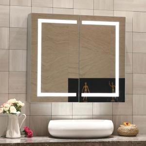 China Modern Wall Mounted Backlit Bathroom Mirror Cabinet With Touch Sensor factory