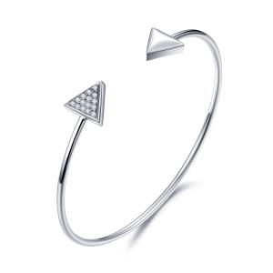 China 1.5mm Round CZ Handmade Sterling Silver Bangle Bracelets 5.40g factory