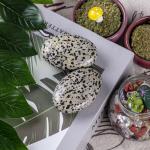 Natural Polished Dalmatian Jasper Palm Stone Oval Shaped Dalmatian Crystal