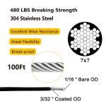Si Content 0.1% Nylon Coated Stainless Steel Wire Rope 1x19 For Heavy-Duty