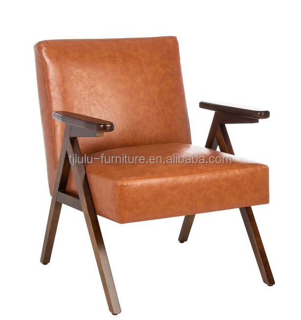 Home Furniture Customized Armchair Solid Wood Chair with Design and Fabric/PU Leather