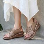 S499 Women'S Shoes 2020 Summer Simple All-Match Sandals Leather Velcro Thick