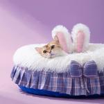 Plush Warm Cat Nest Purple Mattress For Dogs Checkered Cat Bed Dog House Cat Bed