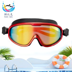 Swimming goggles with large prescription lenses for swimming, with anti-fog and