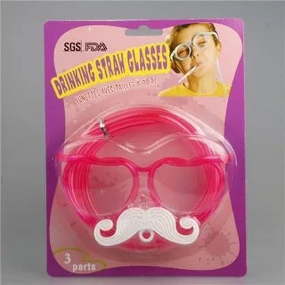 China Unique Replacing Plastic Straws , Glasses Style Custom Plastic Straws factory