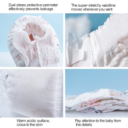 PP Tape Or Magic Tape Soft Care Baby Diapers 3D Leak Prevention Channel