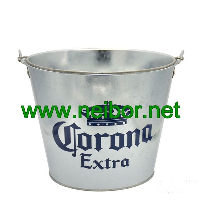 Galvanized steel 5QT ice bucket with handle for Corona beer