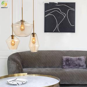 China E26 Clear / Amber Glass Nordic Pendant Light For Hotel / Living Room / Showroom factory