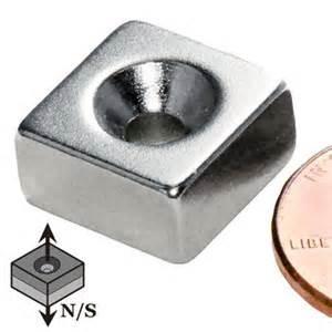 China custom-made big block neodymium magnet with countersink/square ndfeb magnet with hole for sale factory