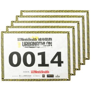 Durable Neon Printed Race Numbers , Rectangular Reflective Marathon Running Bib