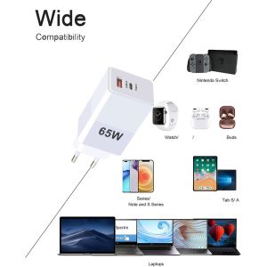EU US UK AU GaN 140w 120w 65W 45w Laptop Usb C Charger with QC2.0 Function