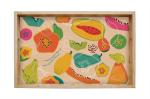 decorative bamboo wooden serving tray with color pattern
