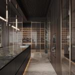 Luxury Home Furniture Modular Walnut Wood Veneer Matt Black Color Glass Door